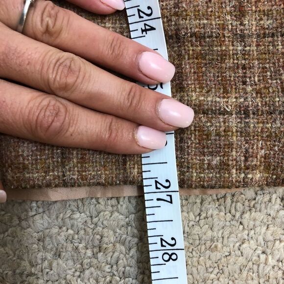 Vintage Wool Tan Plaid Midi Skirt Lined - Picture 9 of 12